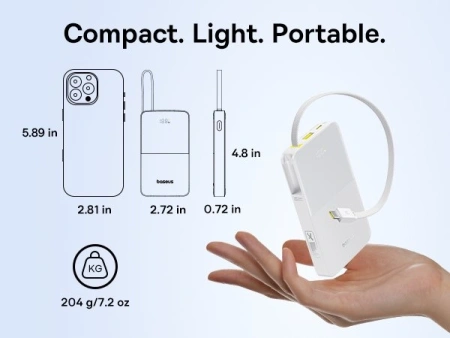 Внешний аккумулятор Baseus EnerFill FC51 Bipow2 Pro Power Bank 10000mAh (белый)
