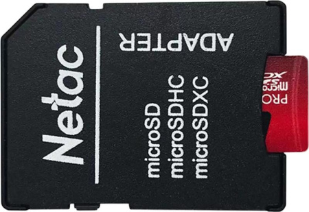 Карта памяти Netac 64GB P500 Extreme Pro microSDXC NT02P500PRO-064G-R (с адаптером)