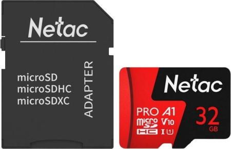 Карта памяти Netac 32GB P500 Extreme Pro microSDHC NT02P500PRO-032G-R (с адаптером)