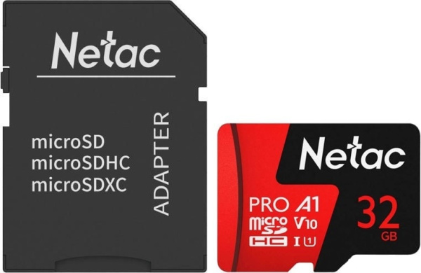Карта памяти Netac 32GB P500 Extreme Pro microSDHC NT02P500PRO-032G-R (с адаптером)