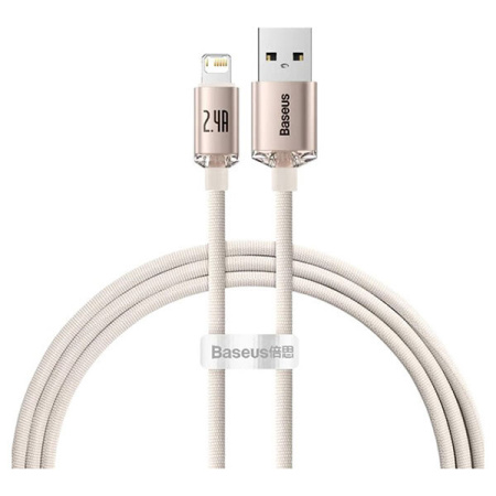 Кабель USB Type-A - Lightning Baseus Crystal Shine (USB 2.0, 1.2м, розовый)