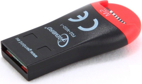 Картридер USB2.0 Gembird  для считывания MicroSD блистер FD2-MSD-1