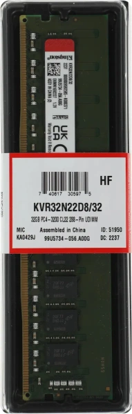 Оперативная память Kingston ValueRAM 32GB DDR4 KVR32N22D8/32 (3200МГц)