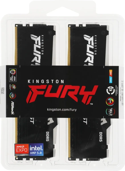 Оперативная память Kingston 2x16ГБ FURY Beast RGB DDR5 KF564C32BBEAK2-32 (6400МГц, EXPO)