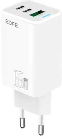 Сетевое зарядное устройство EOFE E603 GaN (Type-A/Type-C, 65W, белый)
