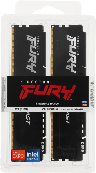 Оперативная память Kingston 2x16ГБ FURY Beast DDR5 KF564C32BBEK2-32 (6400МГц, EXPO)
