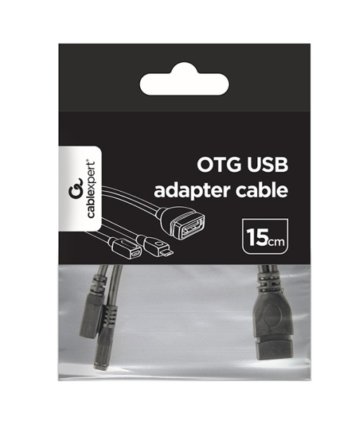 Адаптер USB Type-A - microUSB Cablexpert A-OTG-AFBM-04 (USB OTG, 15см, черный)