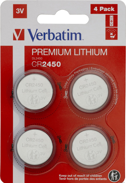 Батарейка Verbatim CR2450 Verbatim литиевая блистер 4 шт. 49535