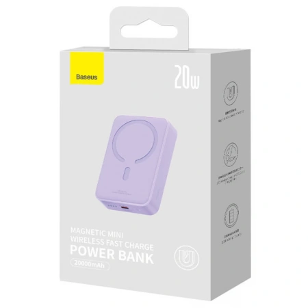 Внешний аккумулятор Baseus Magnetic Mini 20000mAh (20W, сиреневый)