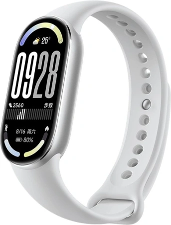 Фитнес-браслет Xiaomi Smart Band 10 M2459B1 (серебристый, с белым силиконовым ремешком, международная версия)