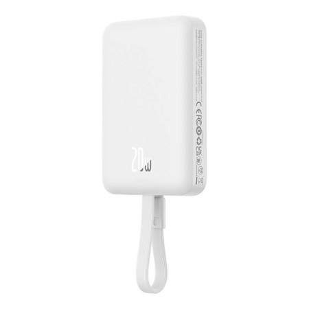 Внешний аккумулятор Baseus Magnetic Mini Wireless Fast Charge 10000mAh PPCXM10I (Type-C/Lightning, 20W, белый)