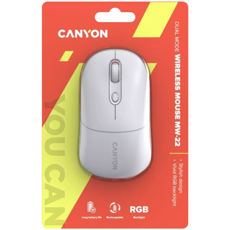 Мышь Canyon MW-22 (оптическая, 1600 dpi, 4 кнопки, белая)