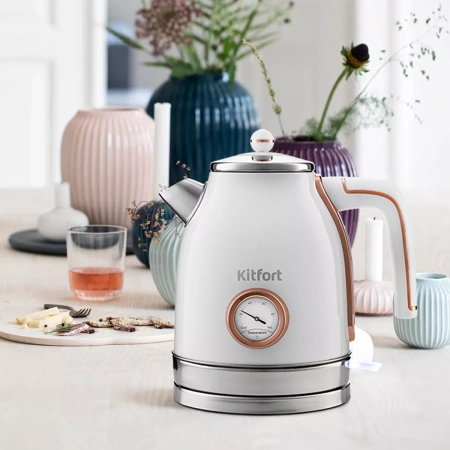 Чайник Kitfort KT-6102-3 (белый с золотом)