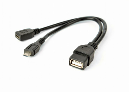 Адаптер USB Type-A - microUSB Cablexpert A-OTG-AFBM-04 (USB OTG, 15см, черный)