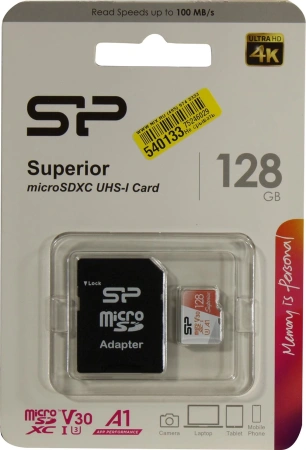 Карта памяти Silicon-Power Superior A1 128 GB microSDXC SP128GBSTXDV3V20SP (с адаптером)