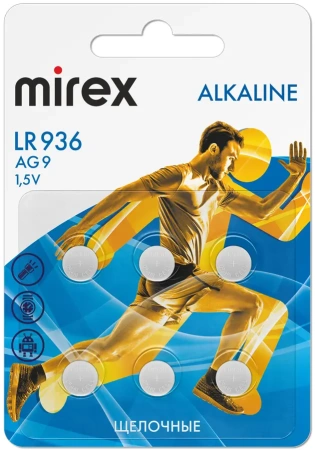 Батарейки Mirex LR936 AG9 Alkaline 23702-LR936-E6 (6 шт)