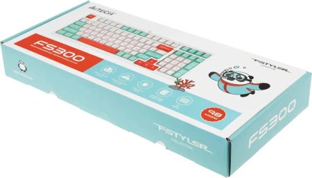 Клавиатура A4Tech Fstyler FS300 Panda Snorkeling (белый/бирюзовый)