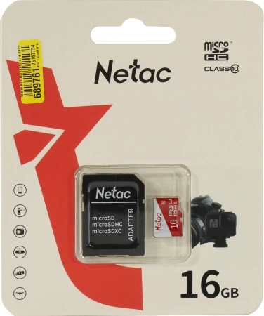Карта памяти Netac microSDXC NT02P500ECO-016G-R (с адаптером)
