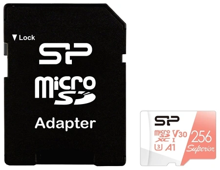 Карта памяти Silicon-Power Superior A1 256GB microSDXC SP256GBSTXDV3V20SP (с адаптером)