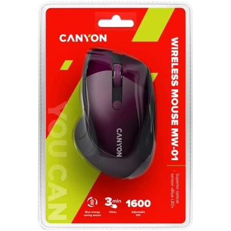 Мышь Canyon CNS-CMSW01P (оптическая, 1600 dpi, 6 кнопок, черно-фиолетовая)