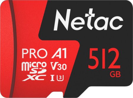 Карта памяти Netac 512GB P500 Extreme Pro microSDXC NT02P500PRO-512G-R (с адаптером)
