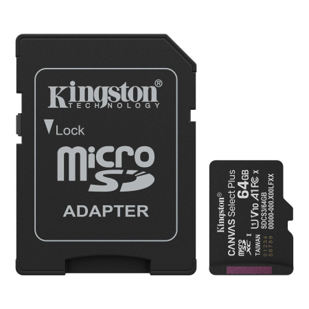 Карта памяти Kingston 64GB Canvas Select Plus microSDXC SDCS3/64GB (с адаптером)