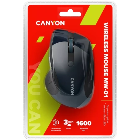 Мышь Canyon CNS-CMSW01BL (оптическая, 1600 dpi, 6 кнопок, черно-синяя)