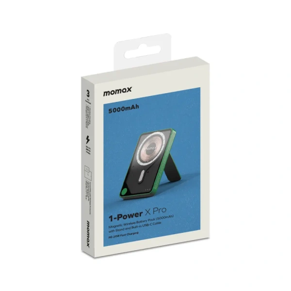 Портативное зарядное устройство Momax 1-Power X Pro IP131 (Type-C, 20W, зеленый)