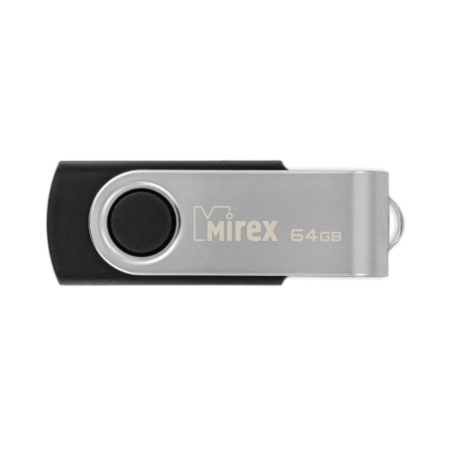 Флешка 64GB USB Flash Mirex Swivel Rubber (черный/серебристый)