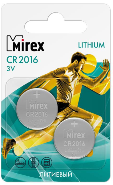 Батарейка Mirex CR2016 литиевая блистер 2 шт 23702-CR2016-E2