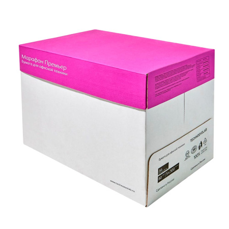 Бумага Марафон Премьер A4, 500л, класс А (5 пачек в коробке)