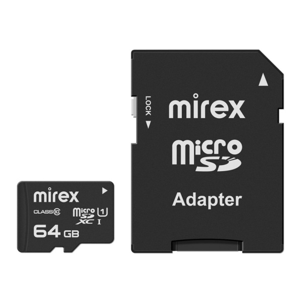Карта памяти Mirex 64GB microSDXC 13613-AD10SD64 (с адаптером)