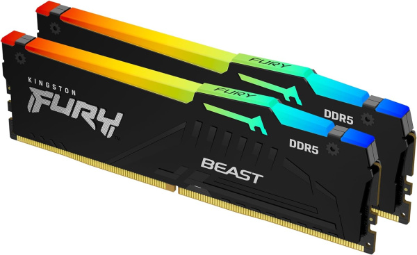 Оперативная память Kingston 2x32ГБ FURY Beast RGB DDR5 KF564C32BBEAK2-64 (6400МГц, EXPO)