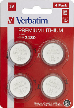 Батарейка Verbatim CR2430 Verbatim литиевая блистер 4 шт. 49534