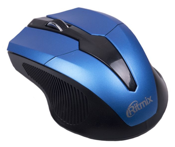Мышь беспроводная Ritmix RMW-560, оптическая, 1 000 dpi, 3 кнопки (черный, синий)