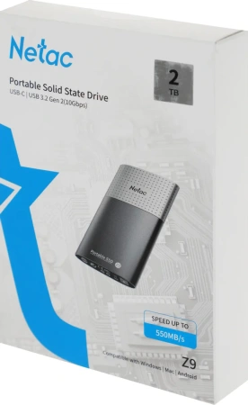 Внешний SSD-накопитель Netac Z9 2TB NT01Z9-002T-32BK (USB 3.2 Type-A/Type-C)