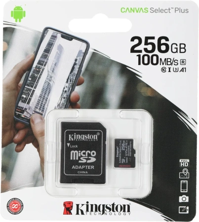 Карта памяти Kingston 256GB Canvas Select Plus microSDXC SDCS2/256GB (с адаптером)