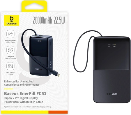 Внешний аккумулятор Baseus EnerFill FC51 Bipow2 Pro Power Bank 20000mAh (черный)