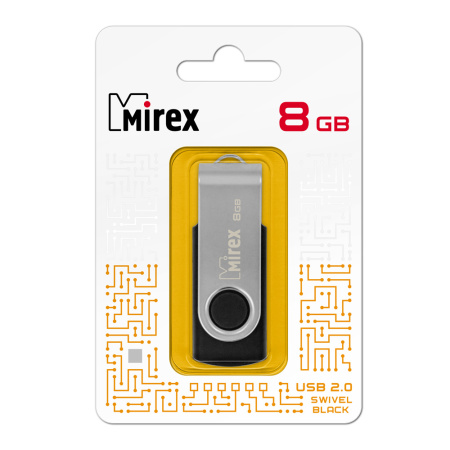 Флешка 8GB USB Flash Mirex SWIVEL RUBBER (Черный) 13600-FMURUS08