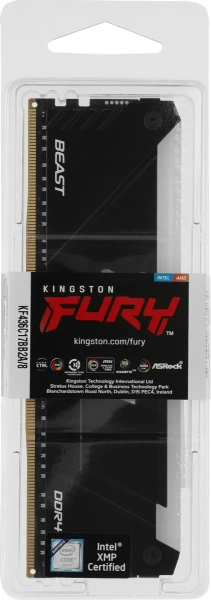 Оперативная память Kingston 8ГБ FURY Beast RGB DDR4 KF436C17BB2A/8 (3600МГц, XMP)