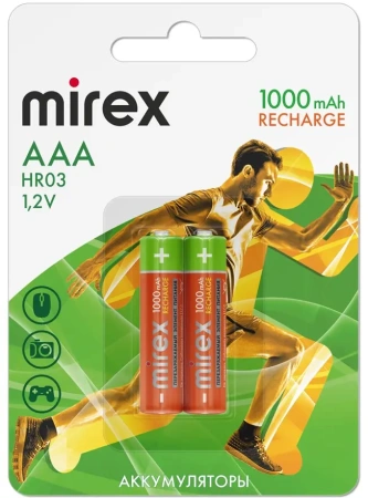 Аккумулятор Mirex ААА HR03 NiMH 1000мАч 23702-HR03-10-E2 (2 шт)