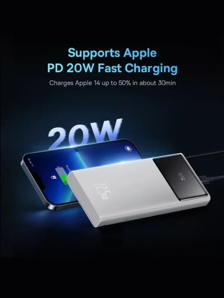 Внешний аккумулятор Baseus Star-Lord Digital Display Fast Charge Power Bank 22.5W 10000mAh (белый)
