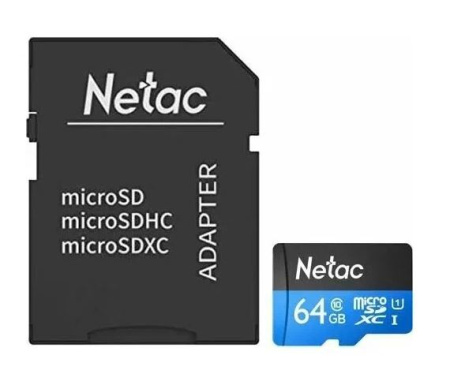 Карта памяти Netac 64GB P500 Standard microSDXC NT02P500STN-064G-R (с адаптером)