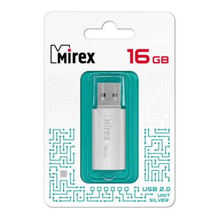 Флешка 16GB USB 2.0 Flash Mirex UNIT (Серебристый) 13600-FMUUSI16