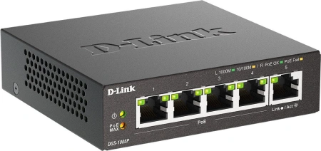 Неуправляемый коммутатор D-Link DGS-1005P/B3A
