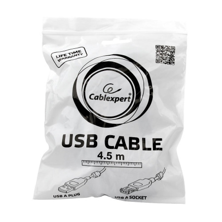 Удлинитель USB Type-A Cablexpert CCF2-USB2-AMAF-15 (USB 2.0, AM-AF, 4.5м, черный)