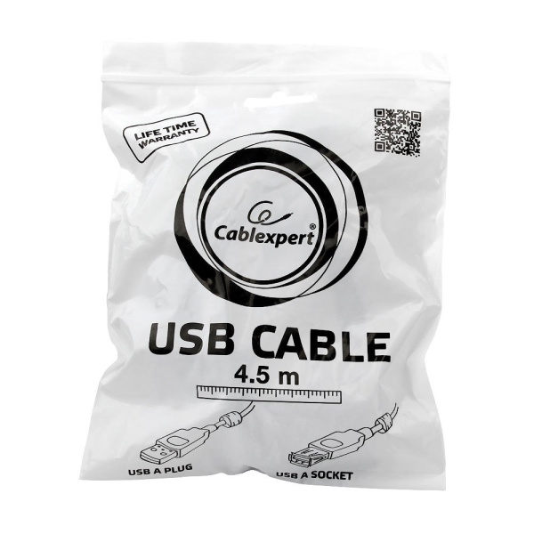Удлинитель USB Type-A Cablexpert CCF2-USB2-AMAF-15 (USB 2.0, AM-AF, 4.5м, черный)