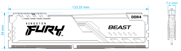 Модуль памяти 16GB 3600MHz DDR4 CL17 DIMM (Kit of 2) FURY Beast Black
