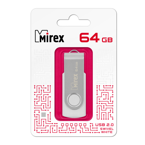 Флешка 64GB USB Flash Mirex Swivel (Белый) 13600-FMUSWT64