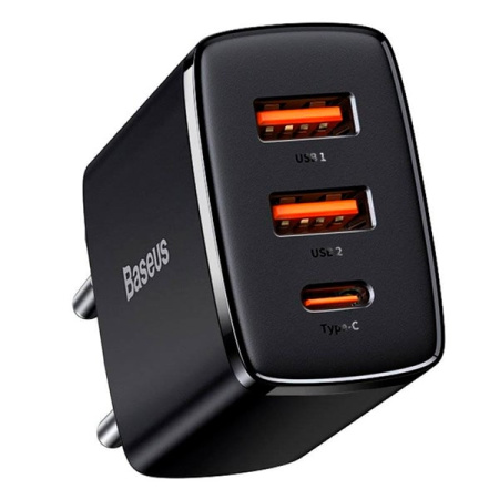 Сетевое зарядное устройство Baseus Compact Quick Charger 2U+C, 30W, черное
